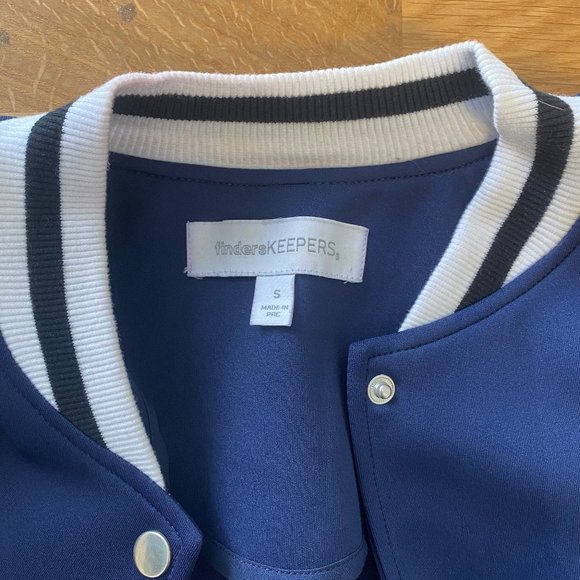 Finders Keepers Blue & Leopard Bomber Jacker - S - Picture 4 of 5